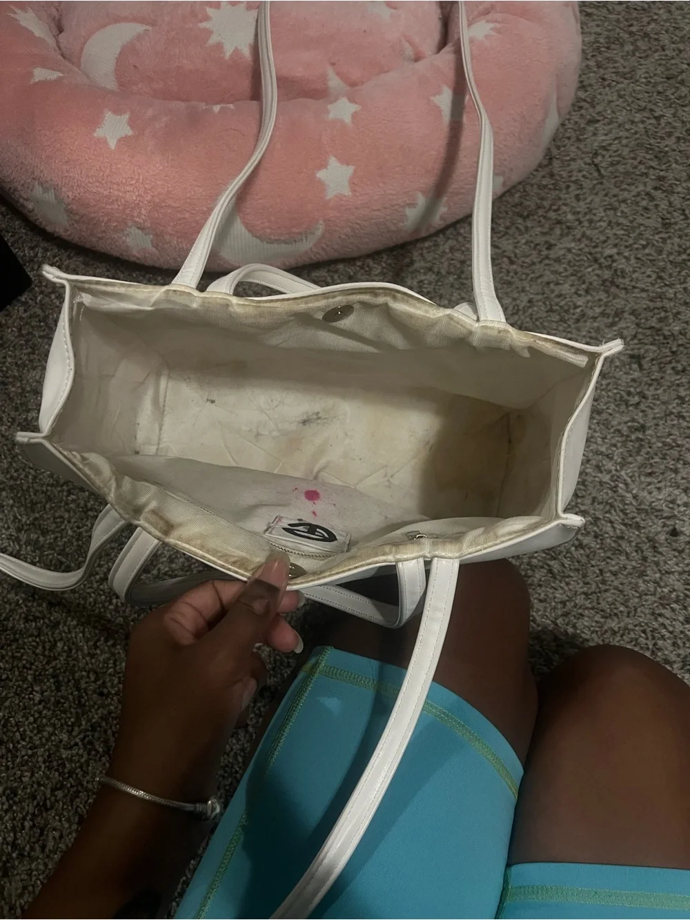 Telfar White Embossed Logo Tote